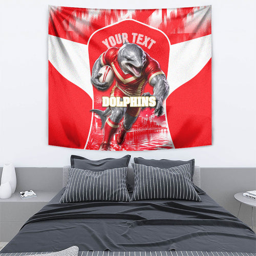 Personalised Dolphins Mascot Rugby Tapestry Redcliffe Peninsula Athletic Graphic Print