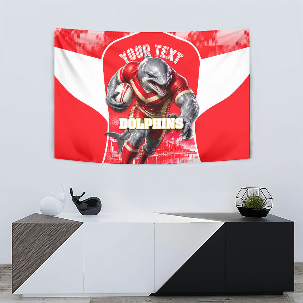 Personalised Dolphins Mascot Rugby Tapestry Redcliffe Peninsula Athletic Graphic Print