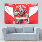 Personalised Dolphins Mascot Rugby Tapestry Redcliffe Peninsula Athletic Graphic Print