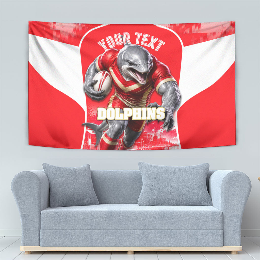 Personalised Dolphins Mascot Rugby Tapestry Redcliffe Peninsula Athletic Graphic Print