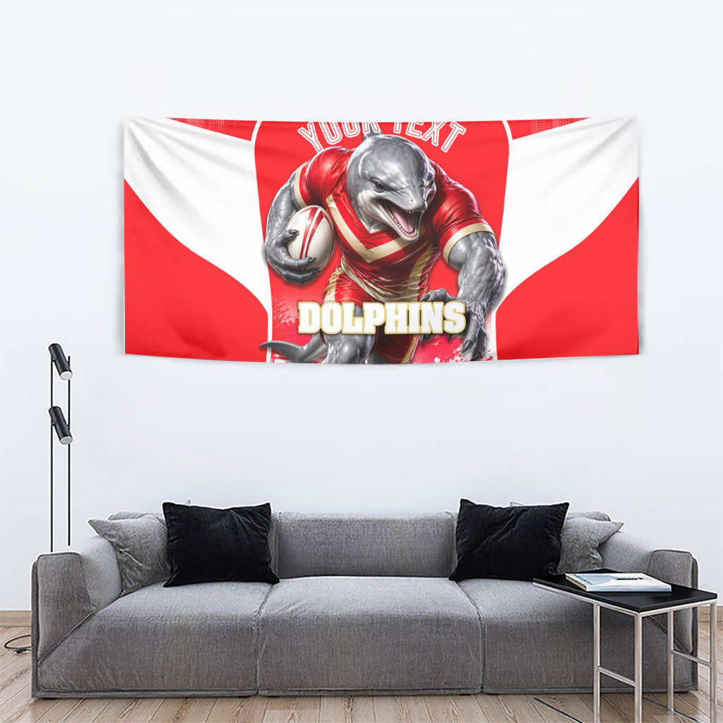 Personalised Dolphins Mascot Rugby Tapestry Redcliffe Peninsula Athletic Graphic Print