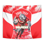 Personalised Dolphins Mascot Rugby Tapestry Redcliffe Peninsula Athletic Graphic Print