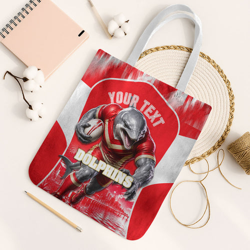 Personalised Dolphins Mascot Rugby Tote Bag Redcliffe Peninsula Athletic Graphic Print