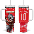 Personalised Dolphins Mascot Rugby Tumbler With Handle Redcliffe Peninsula Athletic Graphic Print