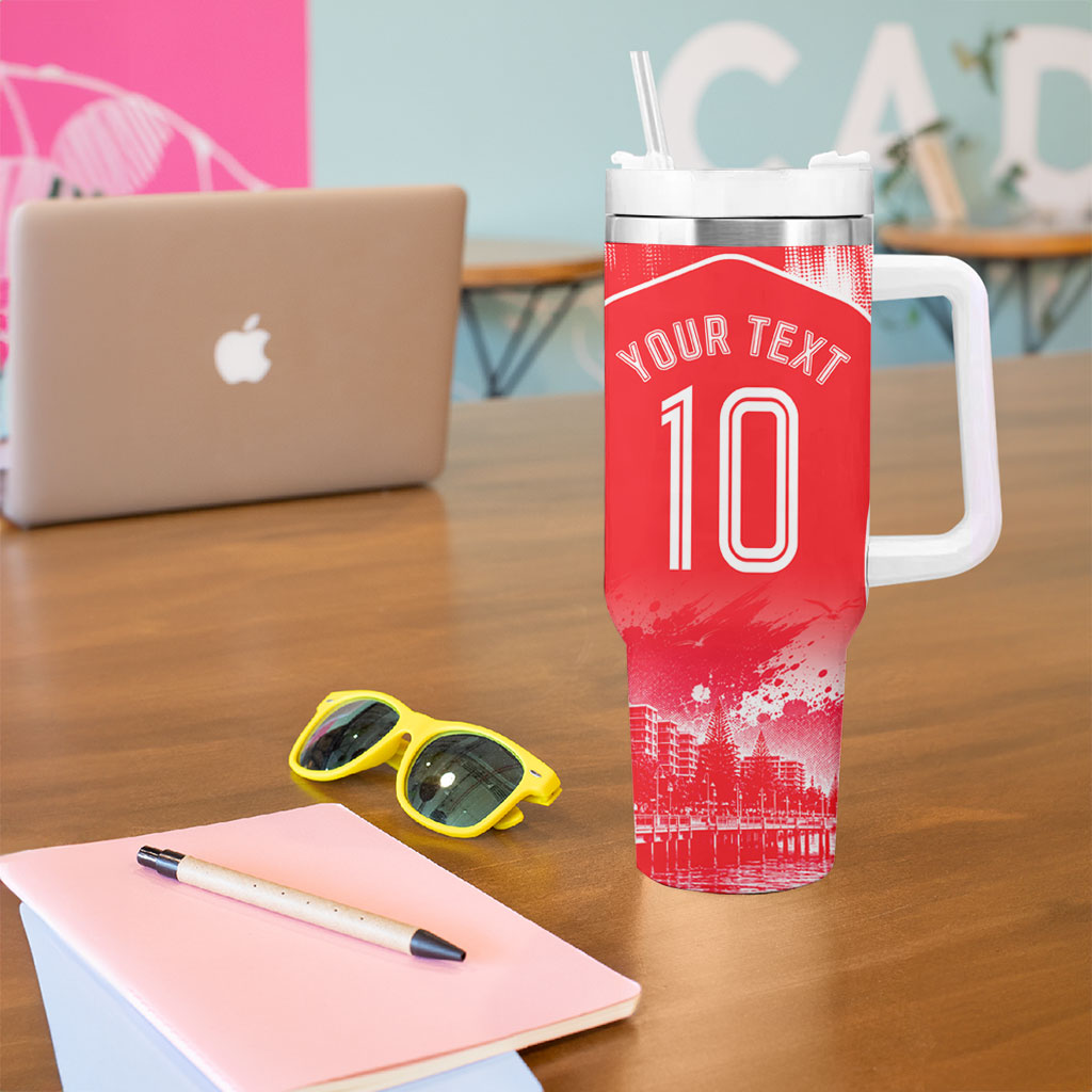 Personalised Dolphins Mascot Rugby Tumbler With Handle Redcliffe Peninsula Athletic Graphic Print