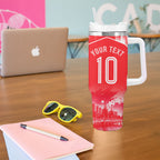 Personalised Dolphins Mascot Rugby Tumbler With Handle Redcliffe Peninsula Athletic Graphic Print