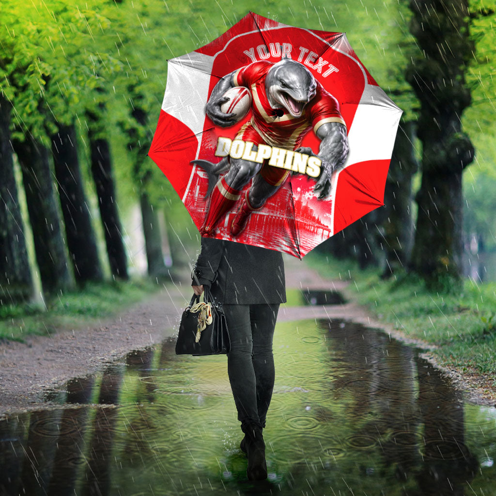 Personalised Dolphins Mascot Rugby Umbrella Redcliffe Peninsula Athletic Graphic Print