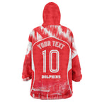 Personalised Dolphins Mascot Rugby Wearable Blanket Hoodie Redcliffe Peninsula Athletic Graphic Print
