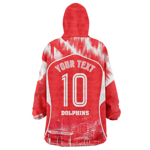 Personalised Dolphins Mascot Rugby Wearable Blanket Hoodie Redcliffe Peninsula Athletic Graphic Print