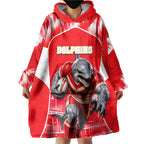 Personalised Dolphins Mascot Rugby Wearable Blanket Hoodie Redcliffe Peninsula Athletic Graphic Print