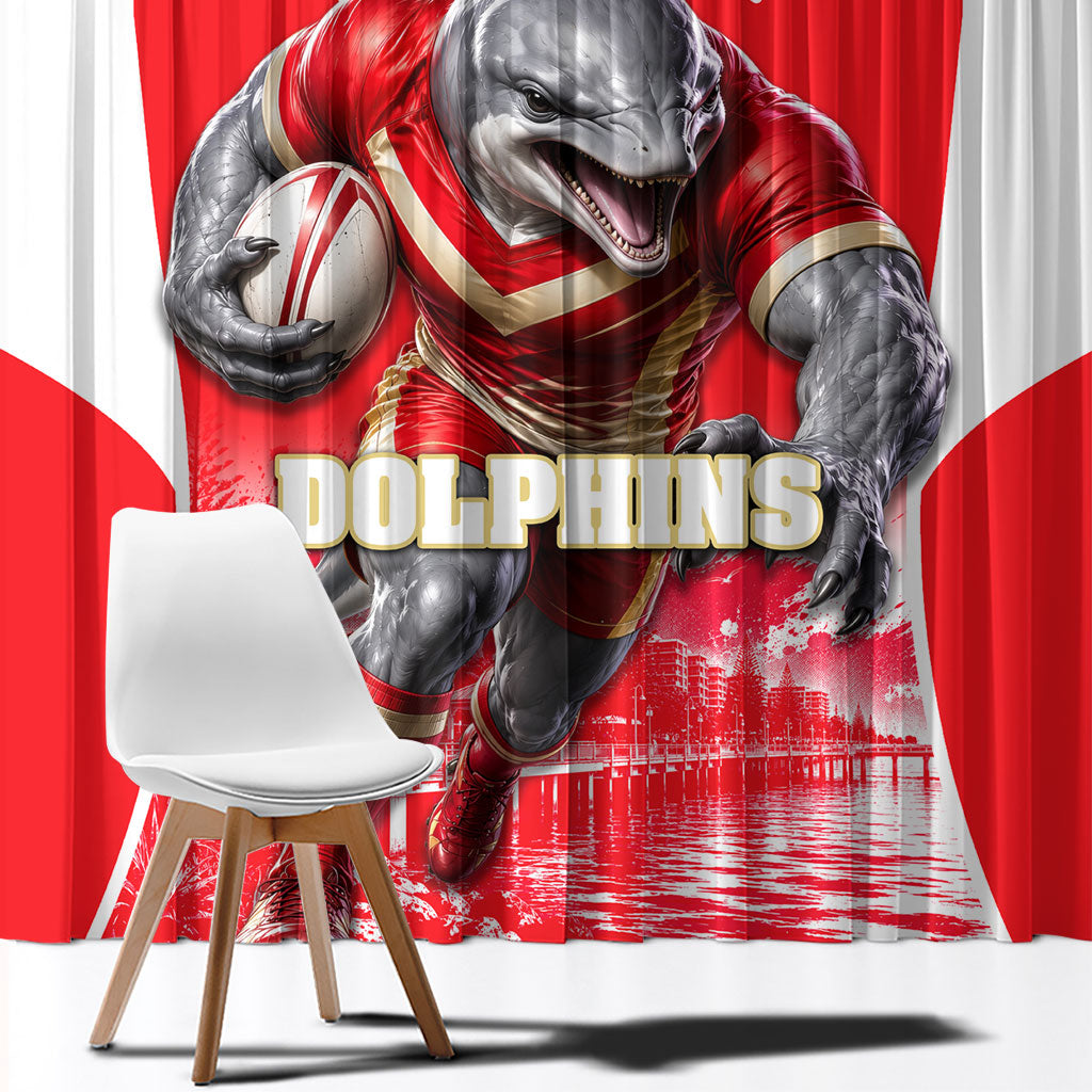 Personalised Dolphins Mascot Rugby Window Curtain Redcliffe Peninsula Athletic Graphic Print