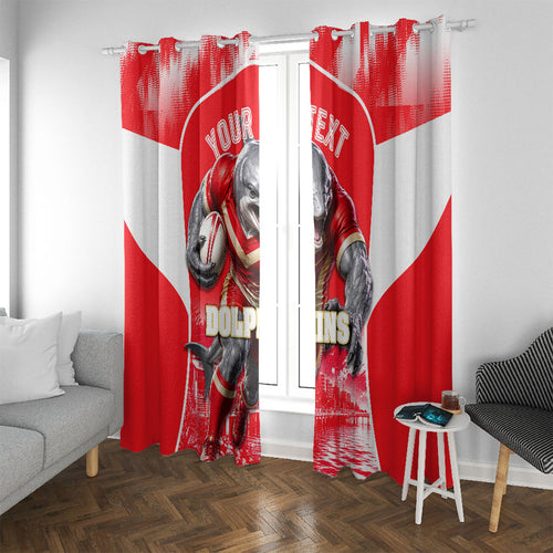 Personalised Dolphins Mascot Rugby Window Curtain Redcliffe Peninsula Athletic Graphic Print