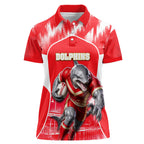 Personalised Dolphins Mascot Rugby Women Polo Shirt Redcliffe Peninsula Athletic Graphic Print