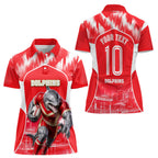 Personalised Dolphins Mascot Rugby Women Polo Shirt Redcliffe Peninsula Athletic Graphic Print