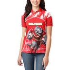Personalised Dolphins Mascot Rugby Women Polo Shirt Redcliffe Peninsula Athletic Graphic Print