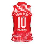 Personalised Dolphins Mascot Rugby Women Sleeveless Polo Shirt Redcliffe Peninsula Athletic Graphic Print