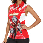 Personalised Dolphins Mascot Rugby Women Sleeveless Polo Shirt Redcliffe Peninsula Athletic Graphic Print