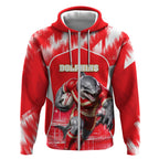 Personalised Dolphins Mascot Rugby Zip Hoodie Redcliffe Peninsula Athletic Graphic Print