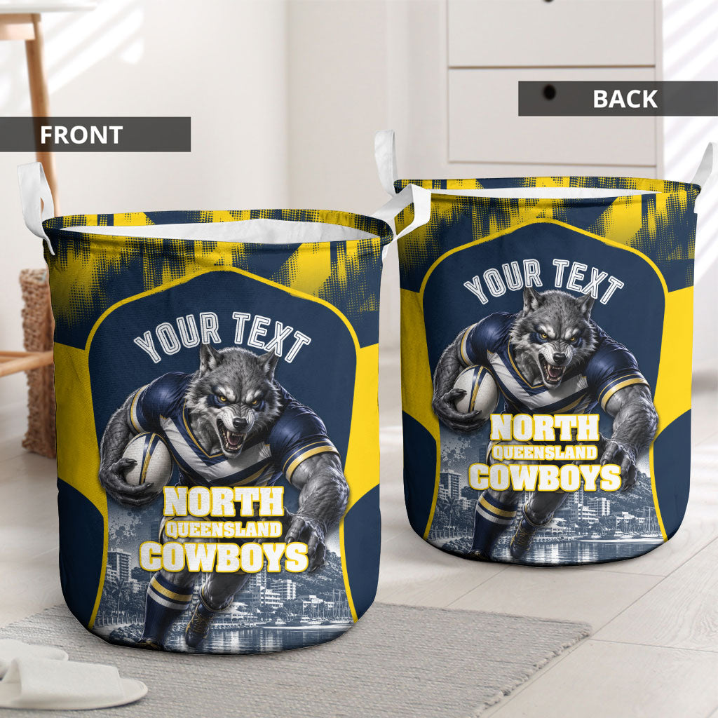 Personalised North Queensland Cowboys Mascot Rugby Laundry Basket Townsville Cityscape Athletic Graphic Print