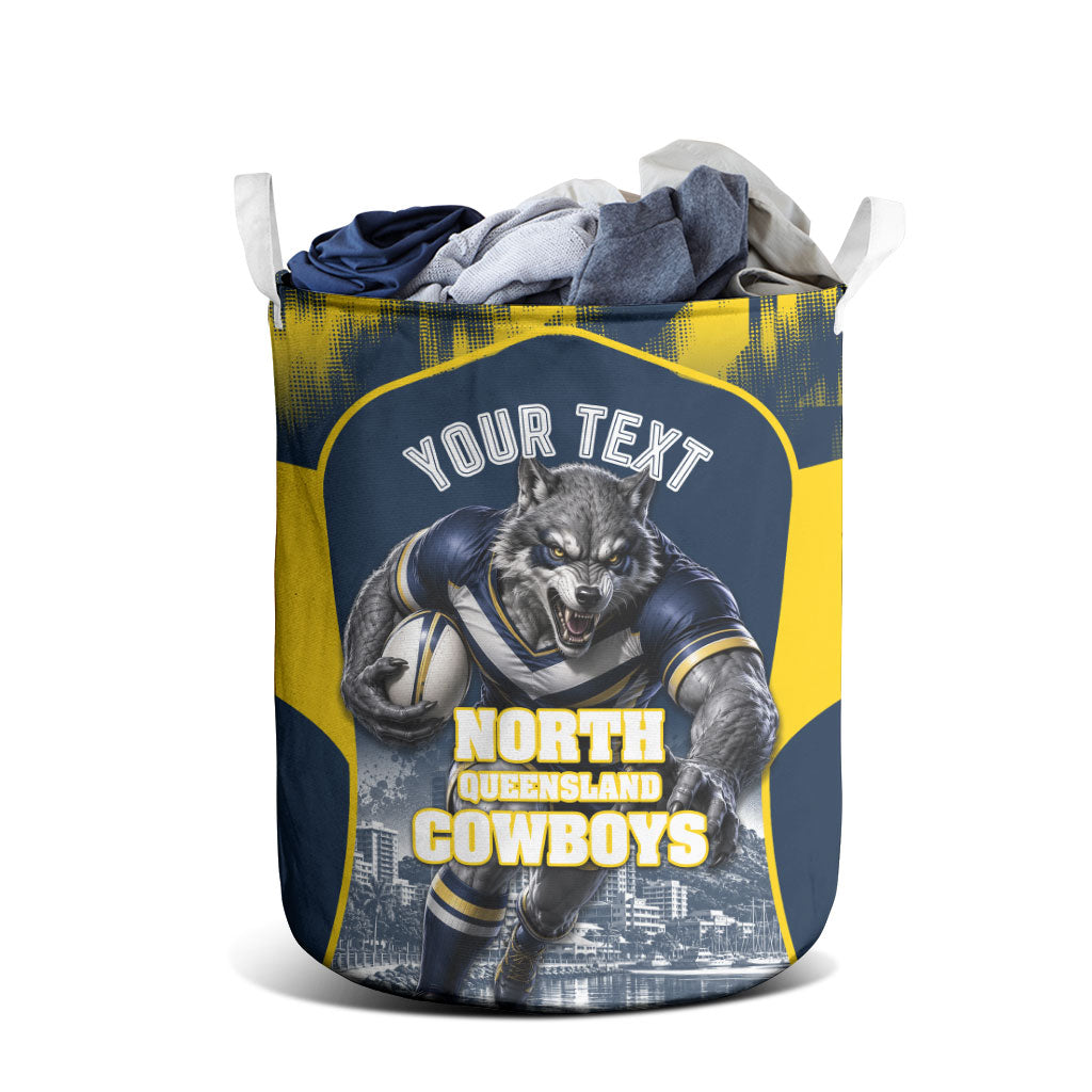 Personalised North Queensland Cowboys Mascot Rugby Laundry Basket Townsville Cityscape Athletic Graphic Print