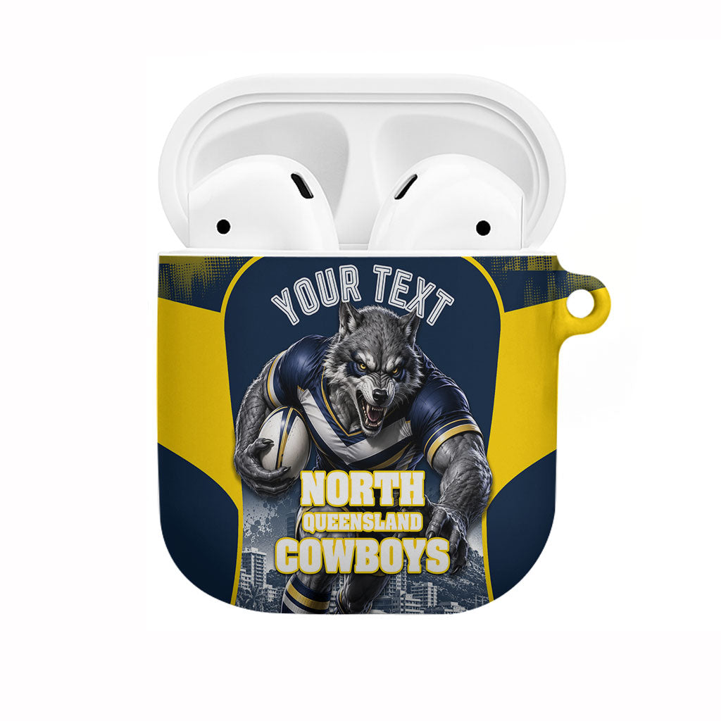 Personalised North Queensland Cowboys Mascot Rugby AirPods Case Townsville Cityscape Athletic Graphic Print