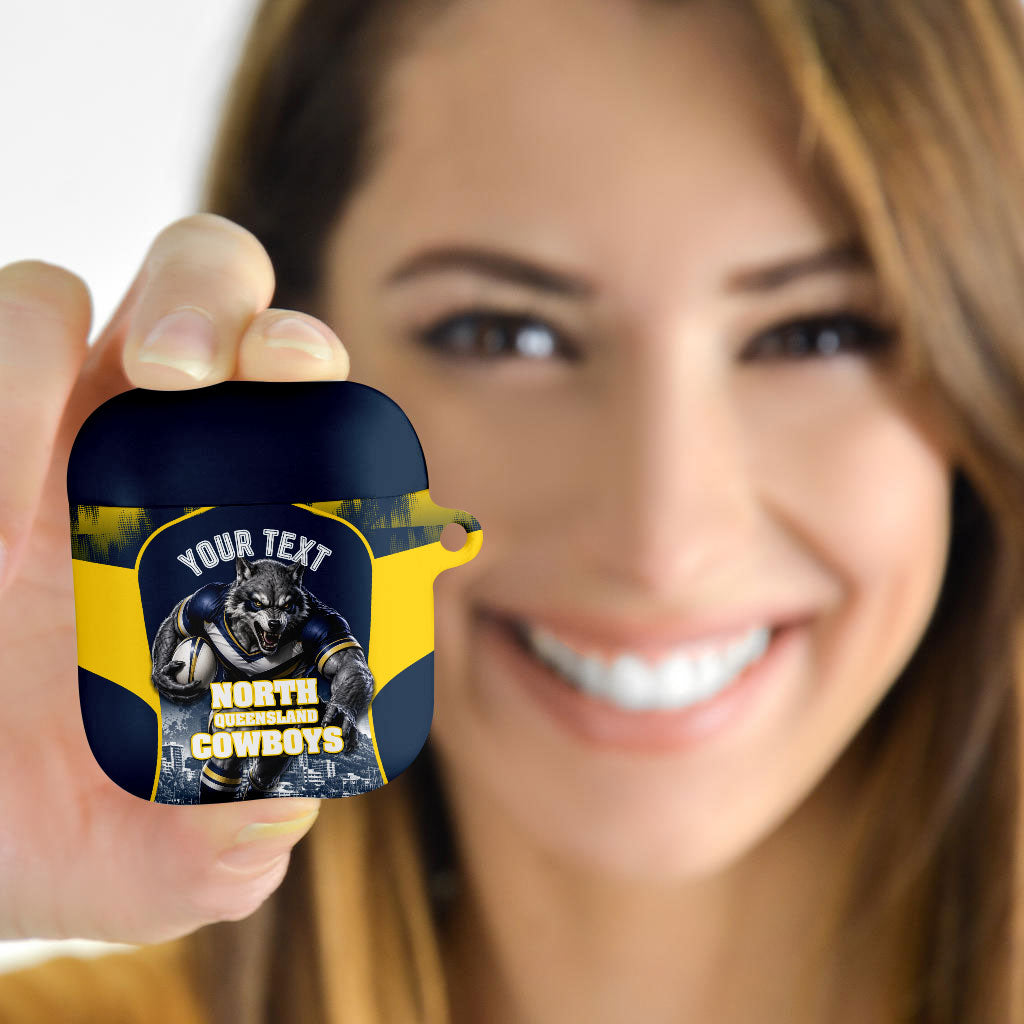 Personalised North Queensland Cowboys Mascot Rugby AirPods Case Townsville Cityscape Athletic Graphic Print
