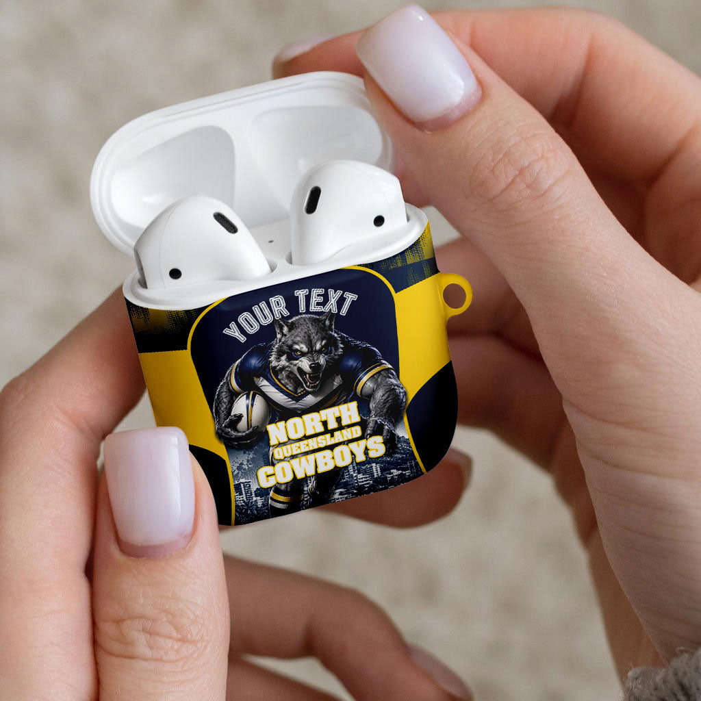 Personalised North Queensland Cowboys Mascot Rugby AirPods Case Townsville Cityscape Athletic Graphic Print