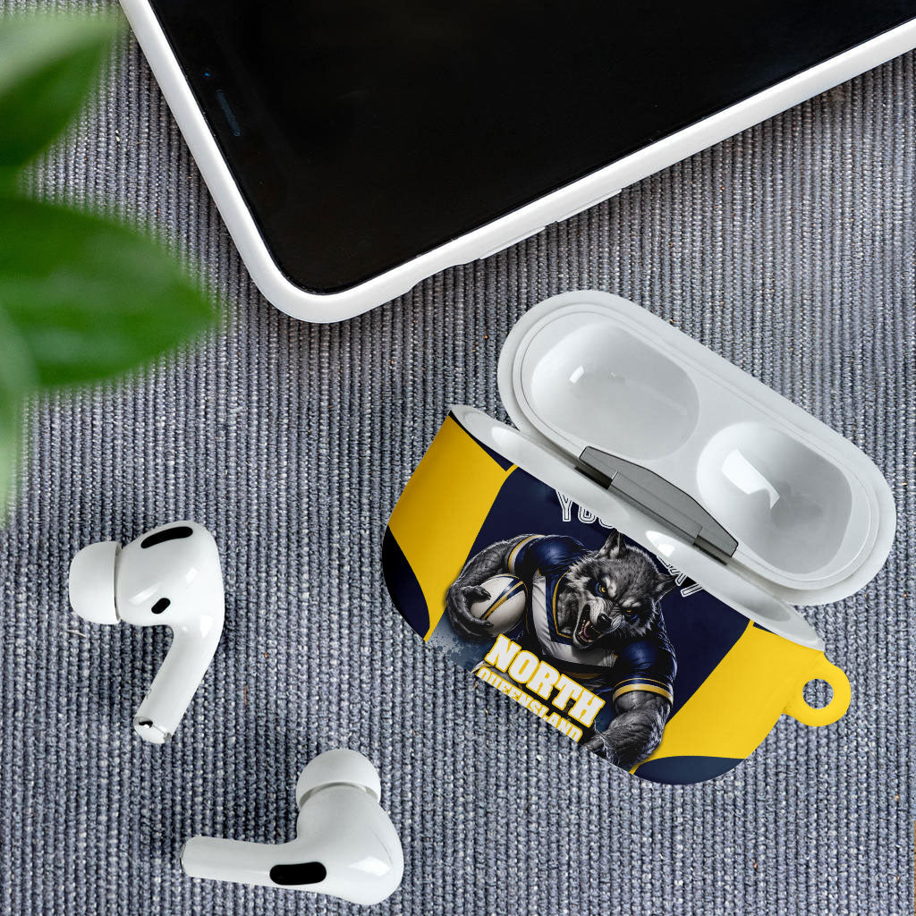 Personalised North Queensland Cowboys Mascot Rugby AirPods Case Townsville Cityscape Athletic Graphic Print