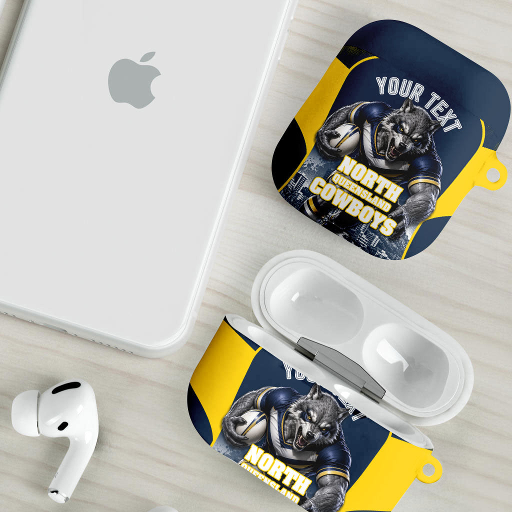 Personalised North Queensland Cowboys Mascot Rugby AirPods Case Townsville Cityscape Athletic Graphic Print