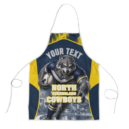 Personalised North Queensland Cowboys Mascot Rugby Apron Townsville Cityscape Athletic Graphic Print