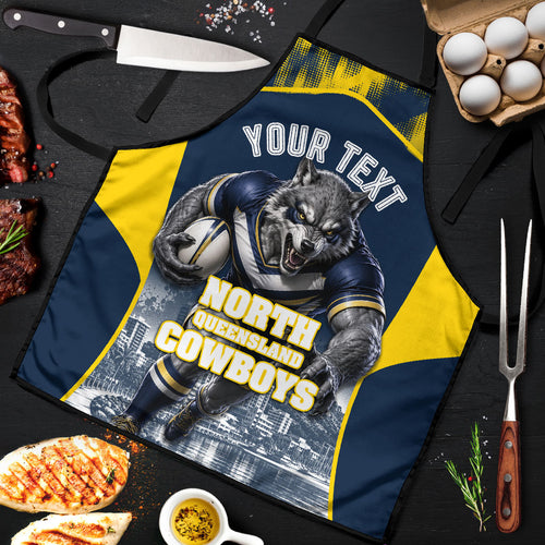 Personalised North Queensland Cowboys Mascot Rugby Apron Townsville Cityscape Athletic Graphic Print