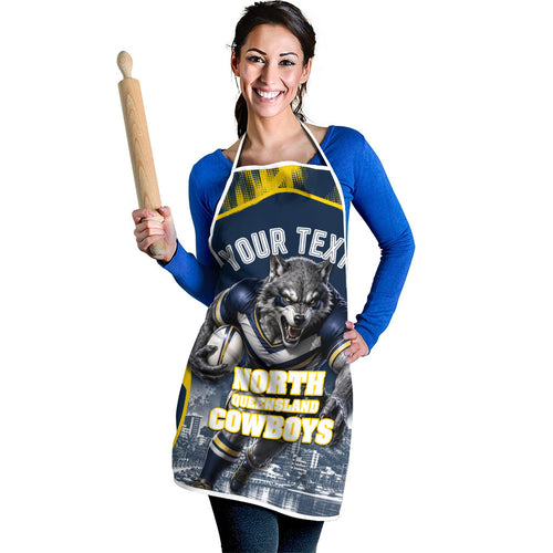Personalised North Queensland Cowboys Mascot Rugby Apron Townsville Cityscape Athletic Graphic Print