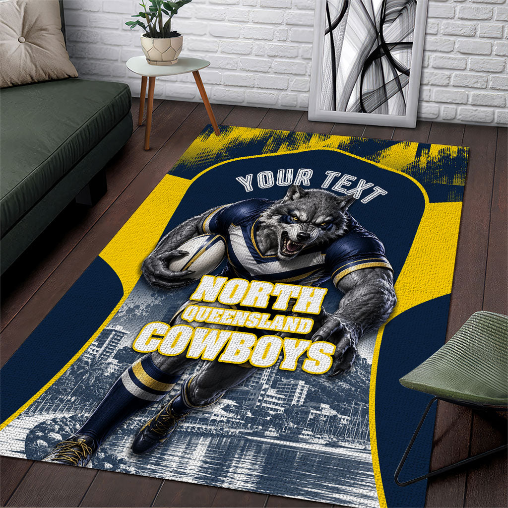 Personalised North Queensland Cowboys Mascot Rugby Area Rug Townsville Cityscape Athletic Graphic Print