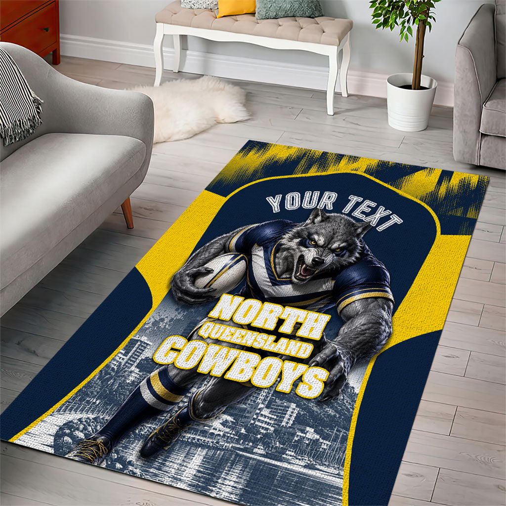 Personalised North Queensland Cowboys Mascot Rugby Area Rug Townsville Cityscape Athletic Graphic Print