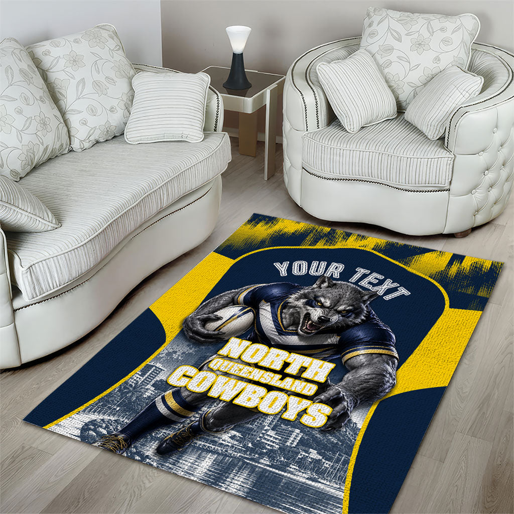 Personalised North Queensland Cowboys Mascot Rugby Area Rug Townsville Cityscape Athletic Graphic Print