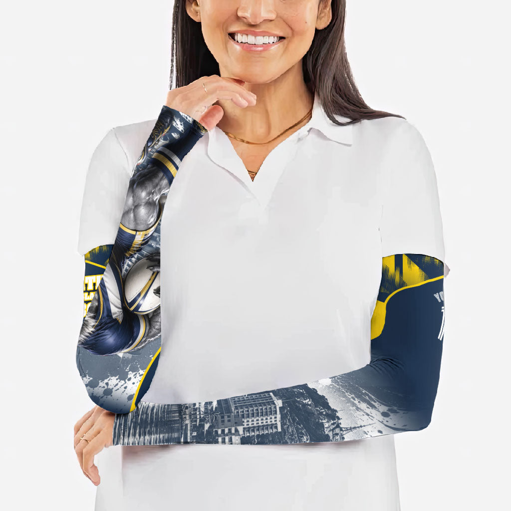 Personalised North Queensland Cowboys Mascot Rugby Arm Sleeves Townsville Cityscape Athletic Graphic Print