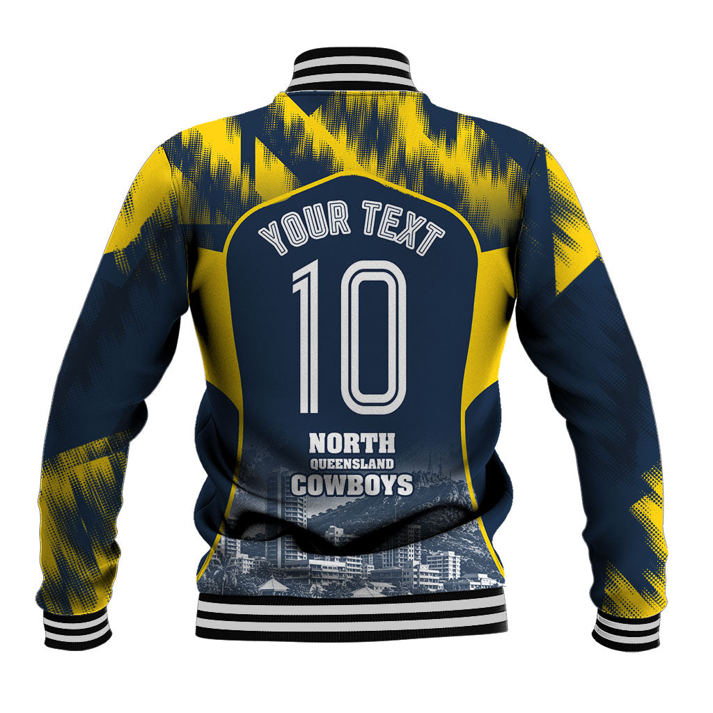 Personalised North Queensland Cowboys Mascot Rugby Baseball Jacket Townsville Cityscape Athletic Graphic Print