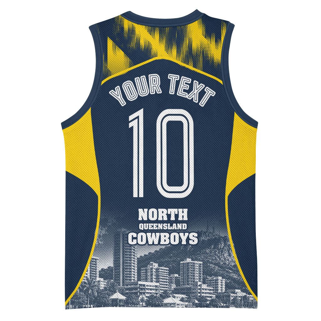 Personalised North Queensland Cowboys Mascot Rugby Basketball Jersey Townsville Cityscape Athletic Graphic Print