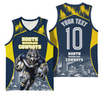Personalised North Queensland Cowboys Mascot Rugby Basketball Jersey Townsville Cityscape Athletic Graphic Print