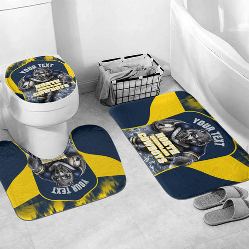 Personalised North Queensland Cowboys Mascot Rugby Bathroom Set Townsville Cityscape Athletic Graphic Print