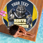 Personalised North Queensland Cowboys Mascot Rugby Beach Blanket Townsville Cityscape Athletic Graphic Print