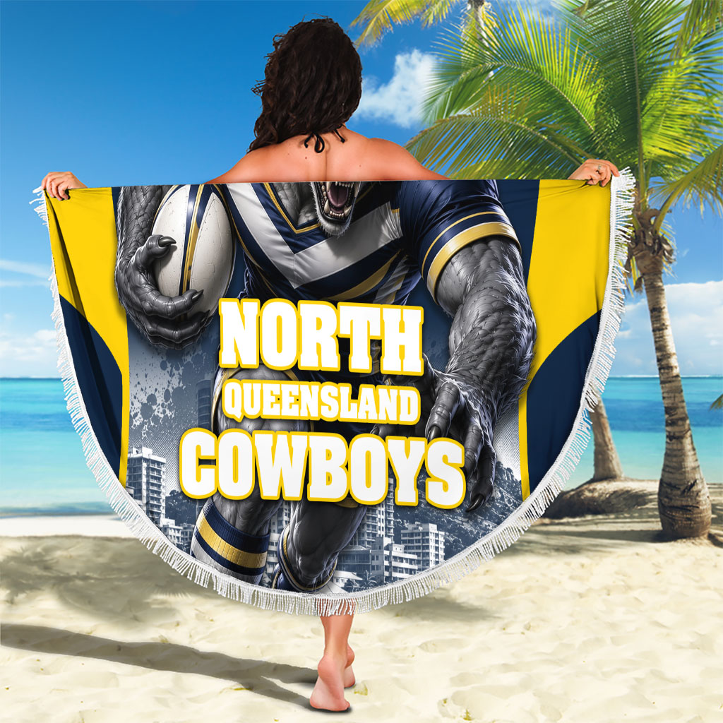 Personalised North Queensland Cowboys Mascot Rugby Beach Blanket Townsville Cityscape Athletic Graphic Print