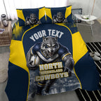 Personalised North Queensland Cowboys Mascot Rugby Bedding Set Townsville Cityscape Athletic Graphic Print
