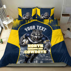Personalised North Queensland Cowboys Mascot Rugby Bedding Set Townsville Cityscape Athletic Graphic Print