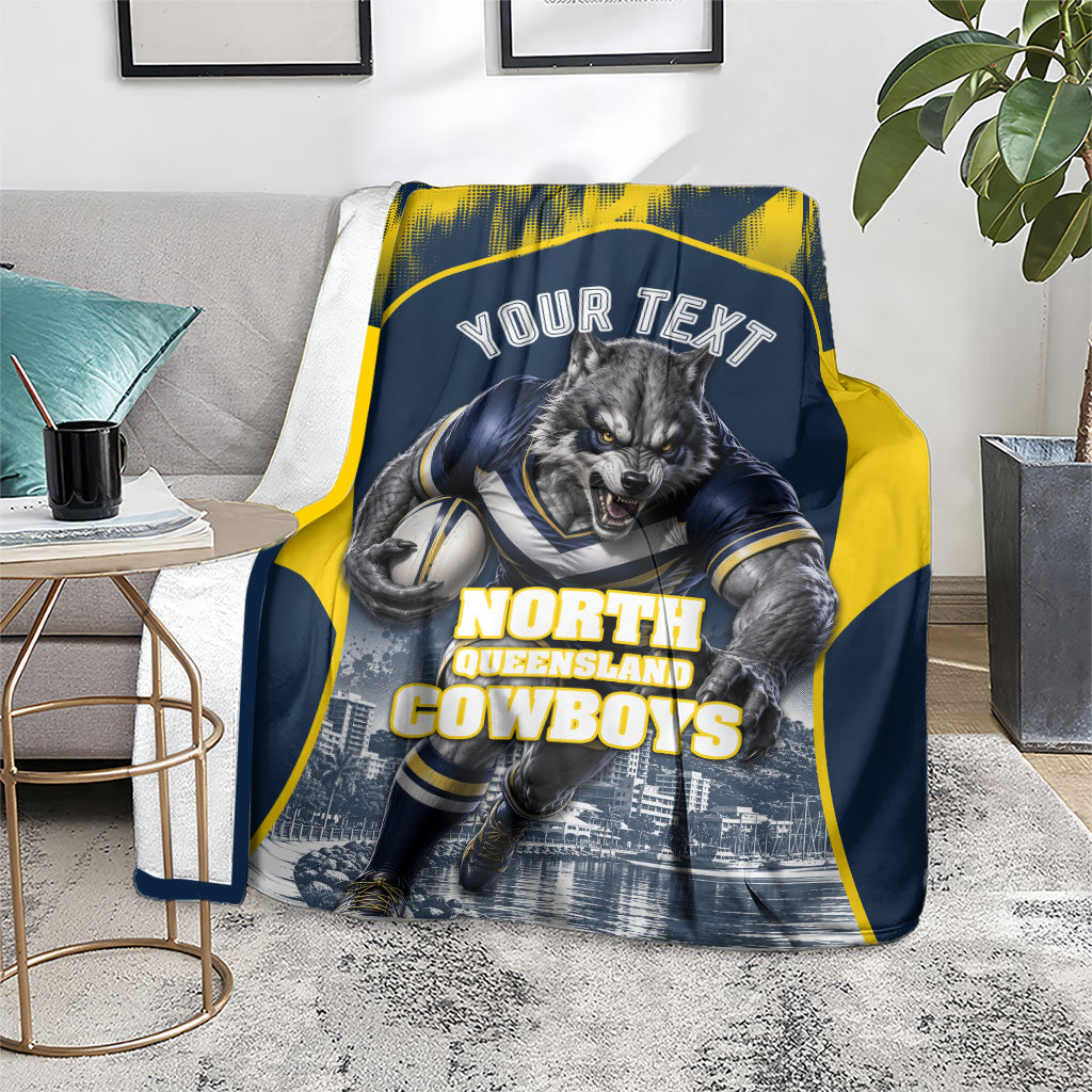 Personalised North Queensland Cowboys Mascot Rugby Blanket Townsville Cityscape Athletic Graphic Print