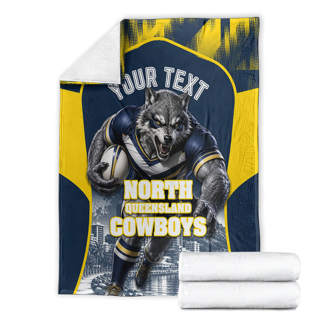 Personalised North Queensland Cowboys Mascot Rugby Blanket Townsville Cityscape Athletic Graphic Print