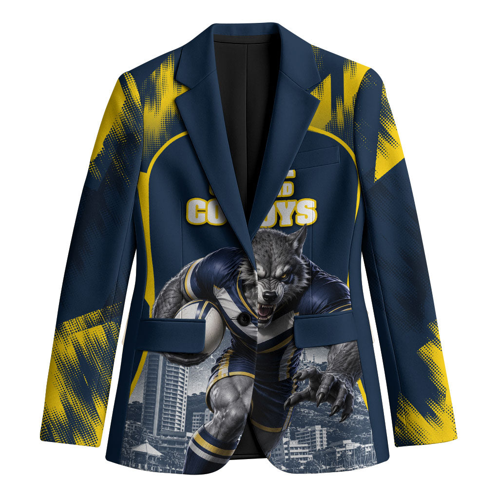 Personalised North Queensland Cowboys Mascot Rugby Blazer Townsville Cityscape Athletic Graphic Print