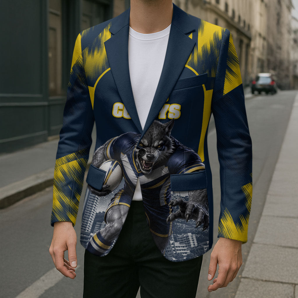 Personalised North Queensland Cowboys Mascot Rugby Blazer Townsville Cityscape Athletic Graphic Print