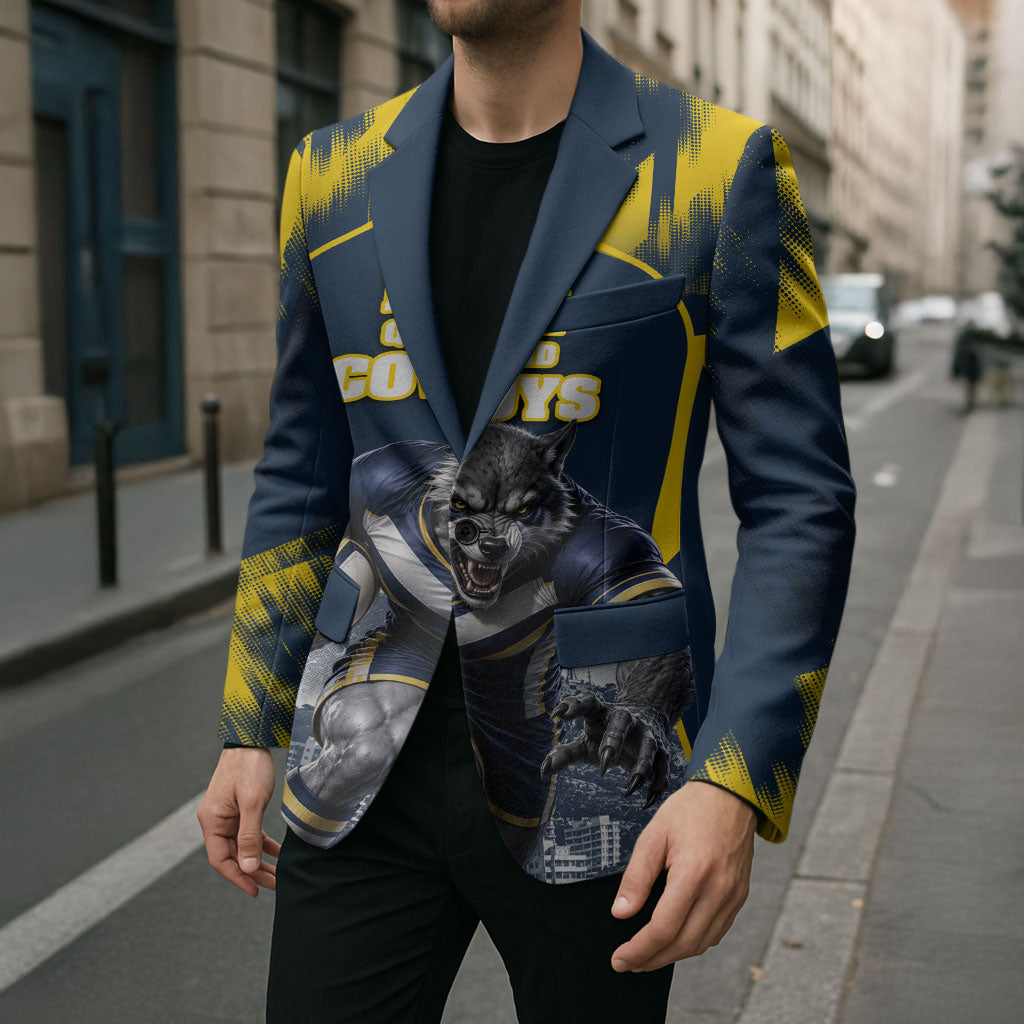 Personalised North Queensland Cowboys Mascot Rugby Blazer Townsville Cityscape Athletic Graphic Print