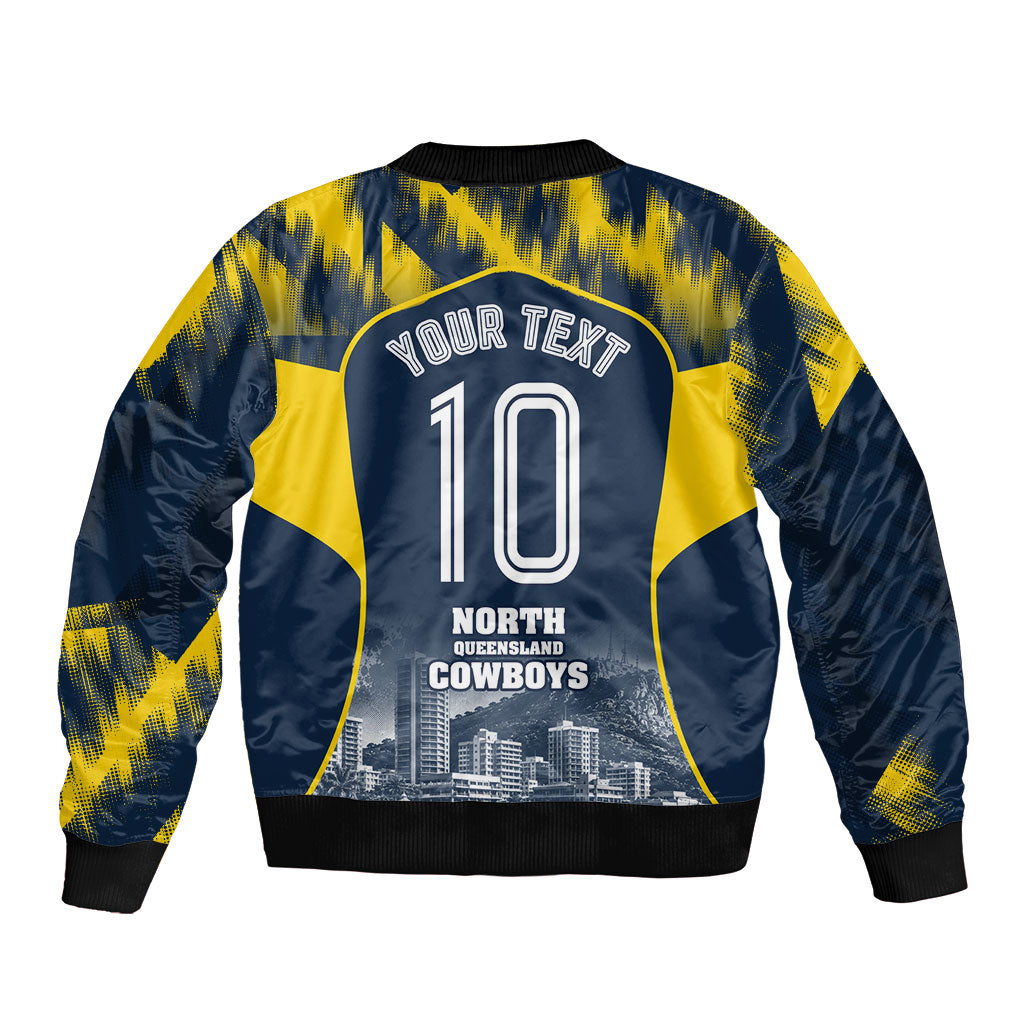 Personalised North Queensland Cowboys Mascot Rugby Bomber Jacket Townsville Cityscape Athletic Graphic Print